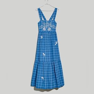 Embroidered Cicely Tiered Midi Dress in Plaid